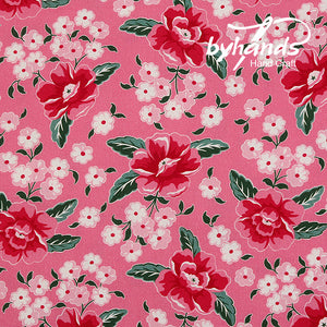 Feedsack Style Fabric - Byhands Peony Feedsack Color Printed Fabric, Oxford Series, 58" Wide - Pink (FS-04)